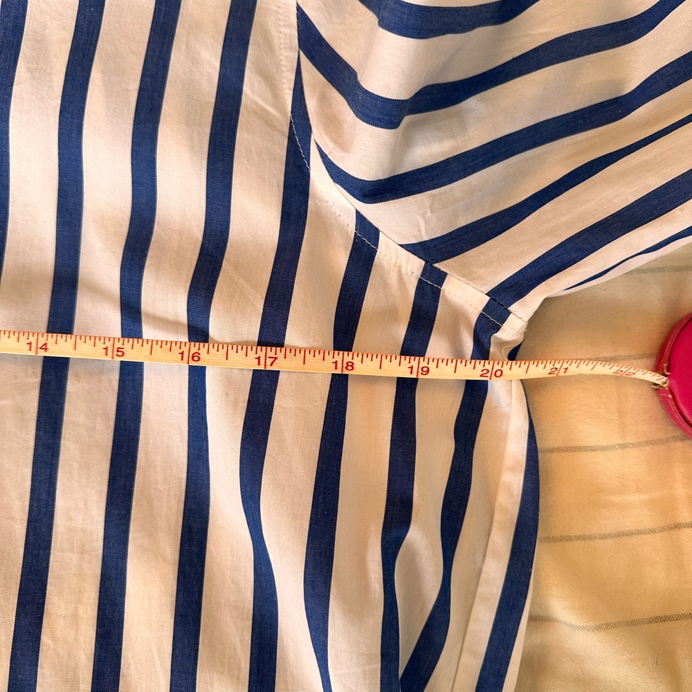 J.Crew Blue White Striped Cotton Poplin Ruffle Shirt Dress NWOT Size 8 - Picture 3 of 4